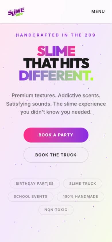 Slime 209 mobile website view