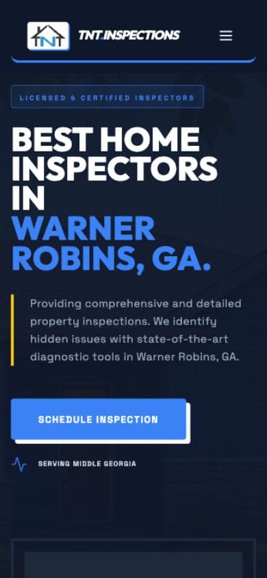 TNT Home Inspections mobile website view