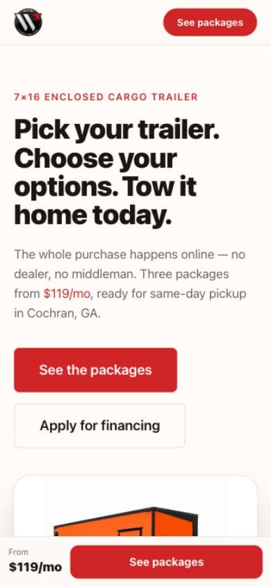 Wow Cargo mobile website view