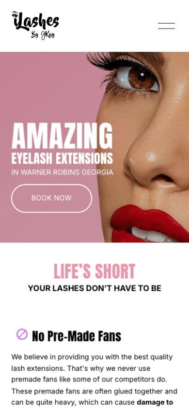 iLashes by JKay mobile website view