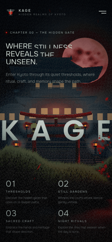 Kage mobile website view